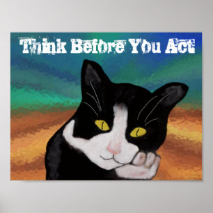 Póster Piense antes de actuar como Poster motivacional