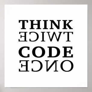 Póster Piense dos veces el código una vez