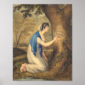 Póster Piensen en mí una pintura romántica de una mujer e