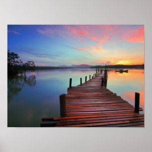 Póster Pier de espigón del lago Sunrise
