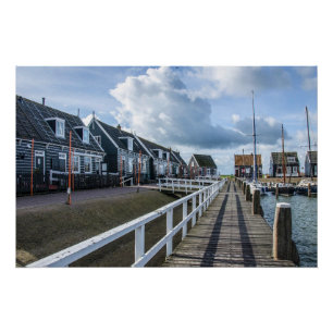 Póster Pier de madera en Marken, Países Bajos