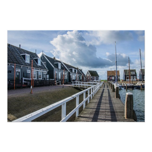 Póster Pier de madera en Marken, Países Bajos (Anverso)
