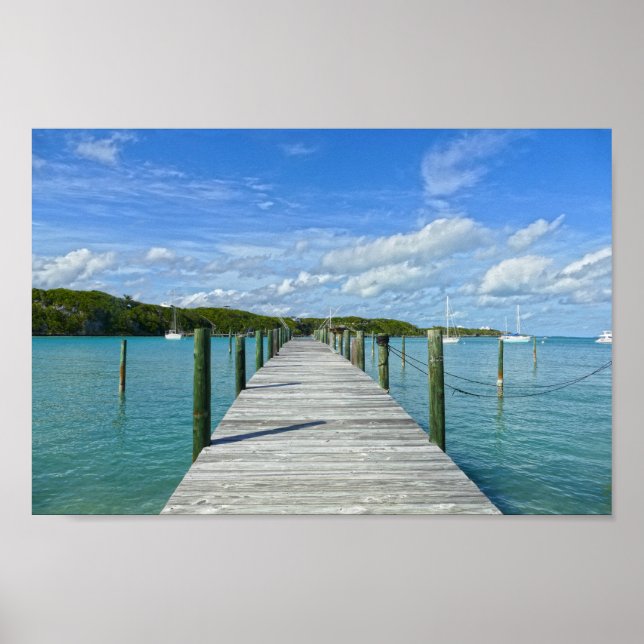 Póster Pier de pesca de Bahamas, Gran Isla del Abaco, Bah (Frente)