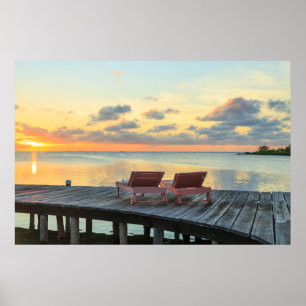 Póster Pier overlooks the ocean, Belize