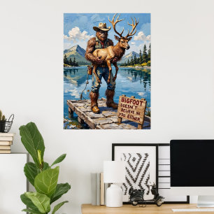 Póster Pier Ponderings: Bigfoot y Elk