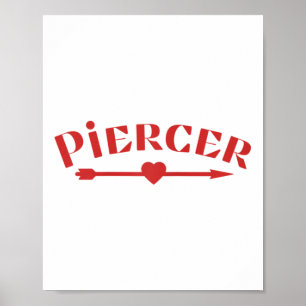 Póster Piercer Arrow Heart Professional Piercing Shop Red