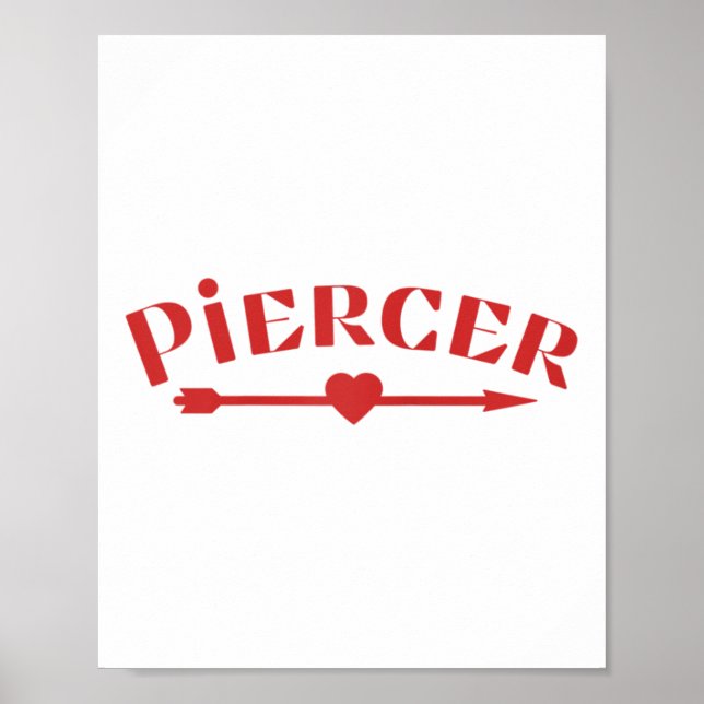 Póster Piercer Arrow Heart Professional Piercing Shop Red (Frente)
