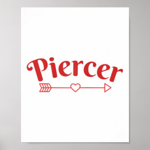 Póster Piercer Arrow Heart Professional Piercing Shop Red