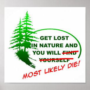 Póster Pierde en el bosque divertido cartel