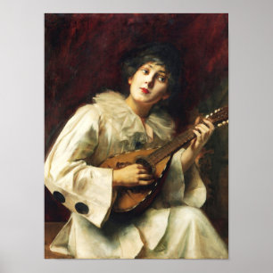 Póster Pierette tocando el laúd de Paul De La Boulaye