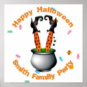 Póster Piernas de bruja y mecha en Naranja y negro