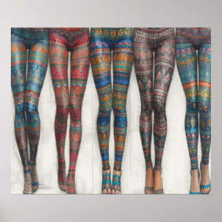 Póster Piernas y más piernas en leggings ajustados en la 