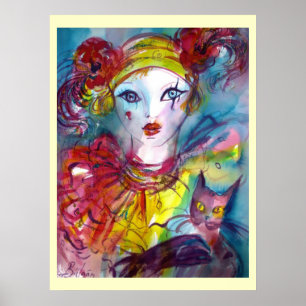 Póster PIERO CON Máscaras de mascarada CAT/Veneciana