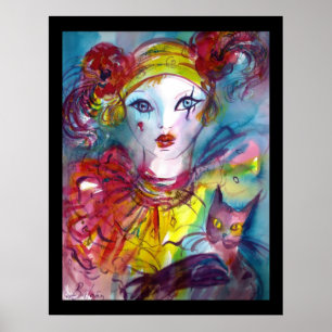 Póster PIERO CON Máscaras de mascarada CAT/Veneciana