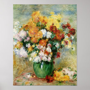 Póster Pierre A Renoir   Bouquet de crisantemos