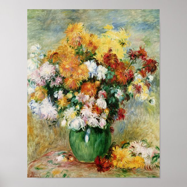 Póster Pierre A Renoir | Bouquet de crisantemos (Frente)