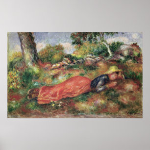 Póster Pierre A Renoir   Joven Chica durmiendo en la hier