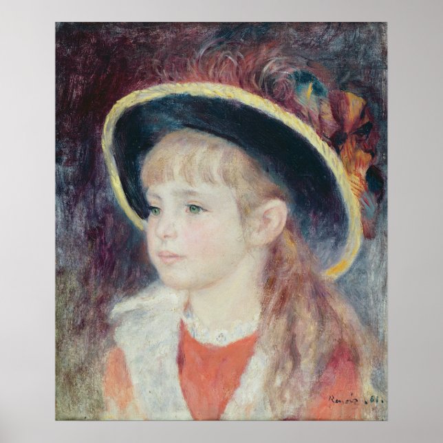 Póster Pierre A Renoir | Joven Chica en un Gorra azul (Frente)