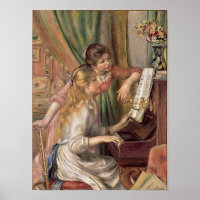 Póster Pierre A Renoir | Jóvenes Chicas en el piano (Frente)