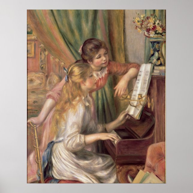 Póster Pierre A Renoir | Jóvenes Chicas en el piano (Frente)