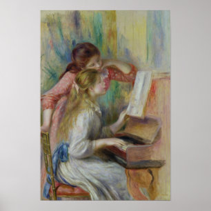 Póster Pierre A Renoir   Jóvenes Chicas en el piano