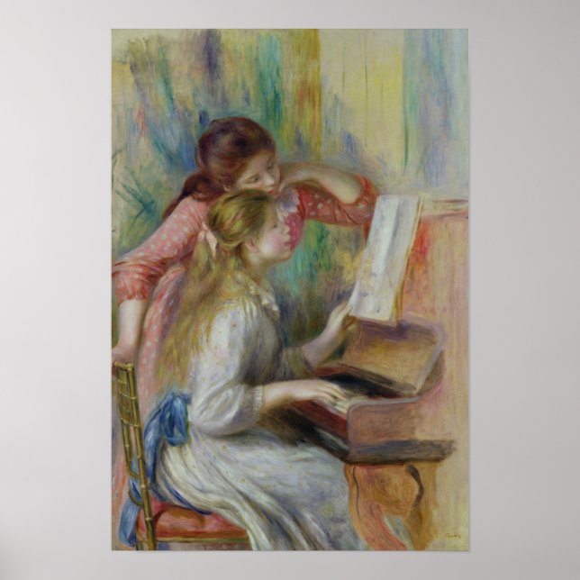 Póster Pierre A Renoir | Jóvenes Chicas en el piano (Frente)