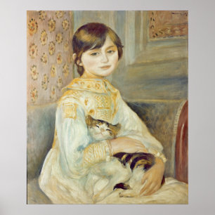 Póster Pierre A Renoir Julie Manet con gato