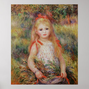 Póster Pierre A Renoir   Little Girl Carrying Flowers
