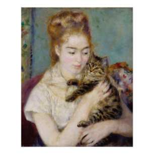 Póster Pierre A Renoir   Mujer con gato