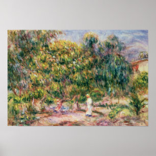 Póster Pierre A Renoir   Mujer en el jardín de Les Colett