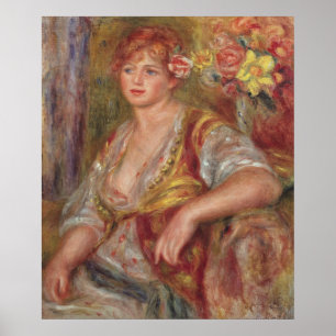 Póster Pierre A Renoir   Mujer rubia con Rosa