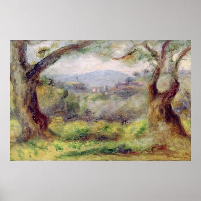 Póster Pierre A Renoir | Paisaje en Les Collettes (Frente)