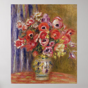 Póster Pierre A Renoir   Vase de tulipanes y anémonas