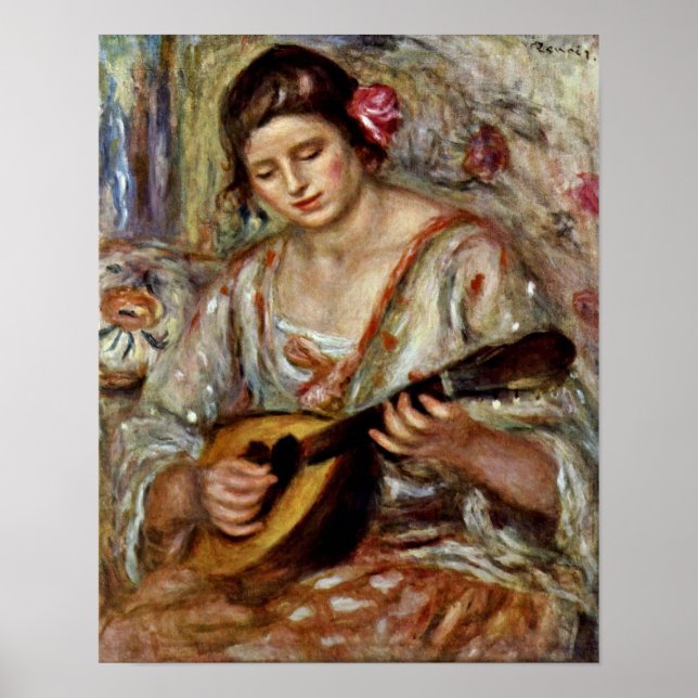 Póster Pierre-Auguste Renoir - Chica con una mandolina (Frente)