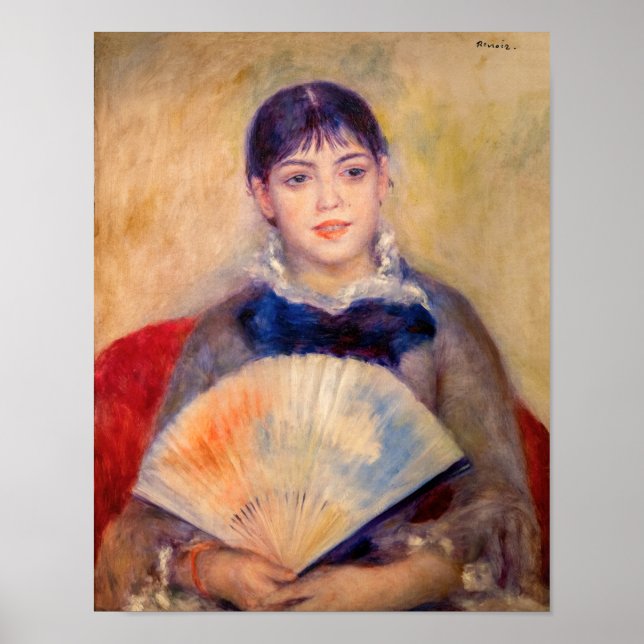 Póster Pierre-Auguste Renoir - Chica con ventilador (Frente)