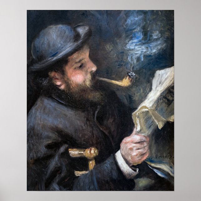 Póster Pierre-Auguste Renoir - Claude Monet Reading (Frente)