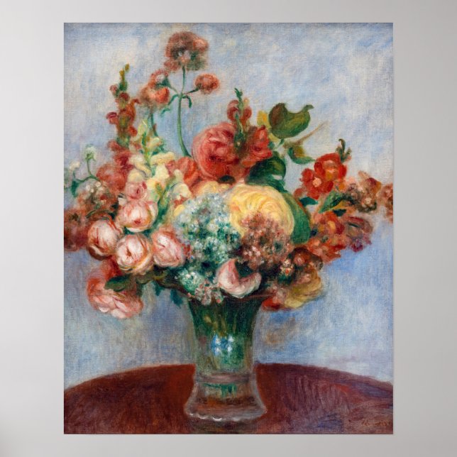 Póster Pierre-Auguste Renoir - Flores en un jarrón (Frente)