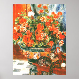 Póster Pierre-Auguste Renoir Geranios Y Gatos 