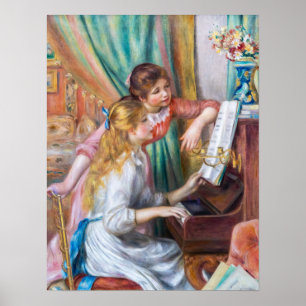 Póster Pierre Auguste Renoir - Jóvenes Chicas en el piano