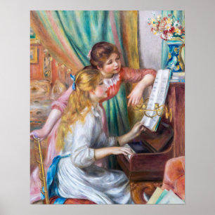 Póster Pierre Auguste Renoir - Jóvenes Chicas en el piano