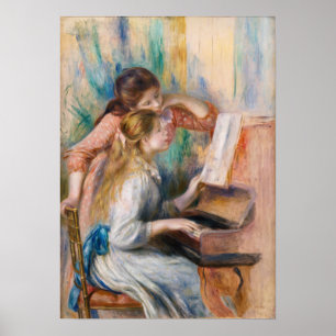 Póster Pierre Auguste Renoir - Jóvenes Chicas en el piano