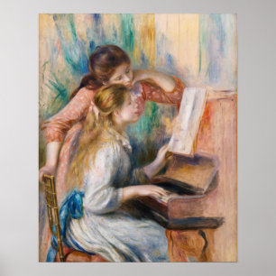 Póster Pierre Auguste Renoir - Jóvenes Chicas en el Piano