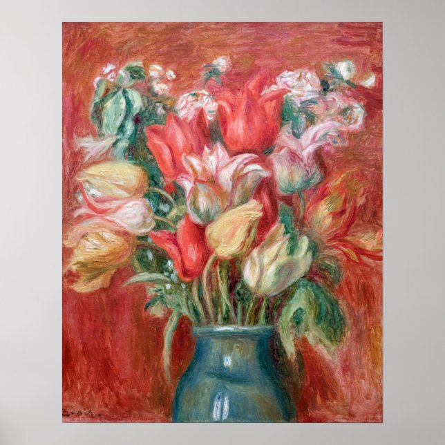 Póster Pierre-Auguste Renoir - Ramo de Tulipanes (Frente)