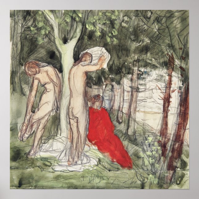Póster Pierre Puvis de Chavannes Bathers Modernista (Frente)