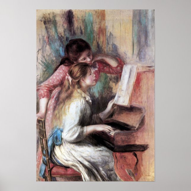 Póster Pierre Renoir - Jóvenes chicas en el piano (Frente)