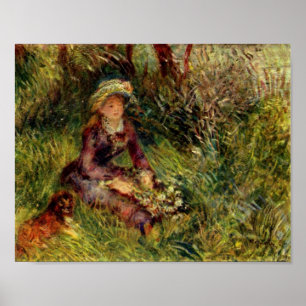 Póster Pierre Renoir - Madame Renoir con perro