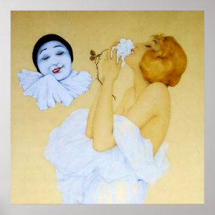 Póster "Pierrot and White Rose", por Raphael Kirchner