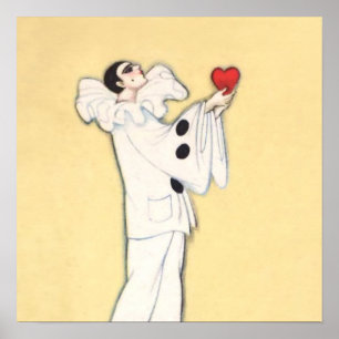 Póster Pierrot con corazón rojo de Sophia Chiostri