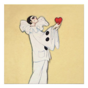 Póster Pierrot con corazón rojo de Sophia Chiostri