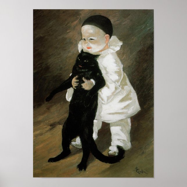 Póster Pierrot con gato, Alexandre Steinlen (Frente)